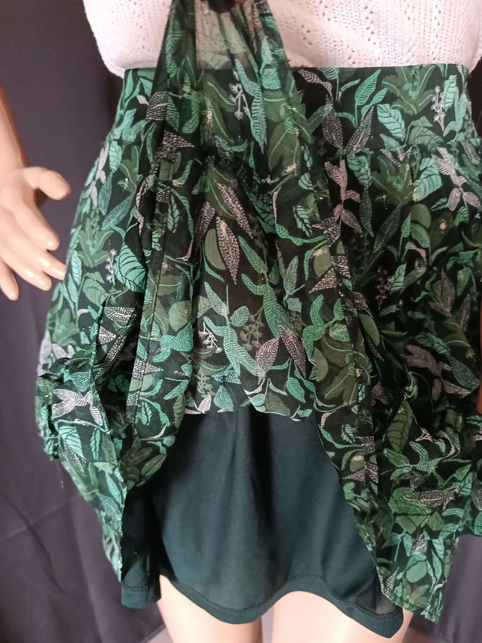 Wijd groene en zilveren rok. Maat 40 – photo 2